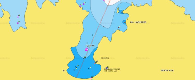 Открыть карту Навионикс якорной стоянки яхт в Отзиас