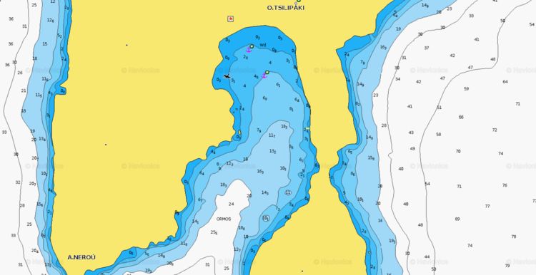 Открыть карту Navionics якорной стоянки яхт в бухте Цилипаки