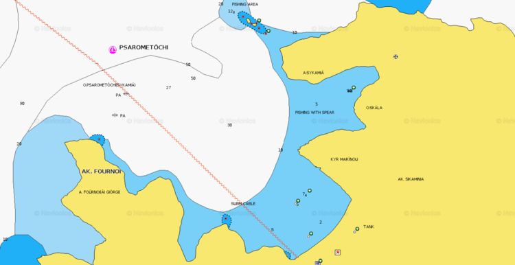 Открыть карту Navionics якорной стоянки яхт в бухте Сикамия