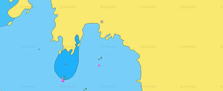 Открыть карту Navionics якорной стоянки яхт у пляжа Циградо