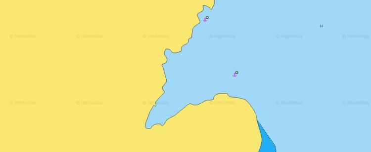 Открыть карту Navionics стоянок яхт в бухте Калифея. Остров Родос. Додеканес. Греция