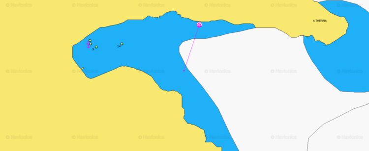 Открыть карту Navionics якорной стоянки яхт в бухте Мараунта. Остров Сими. Додеканес. Греция