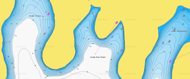 Открыть карту Navionics якорной стоянки яхт в бухте Стари Стани у острова Св. Клемента