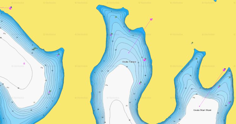 Открыть карту Navionics якорной стоянки яхт в бухте Тарше у острова Св. Клемента