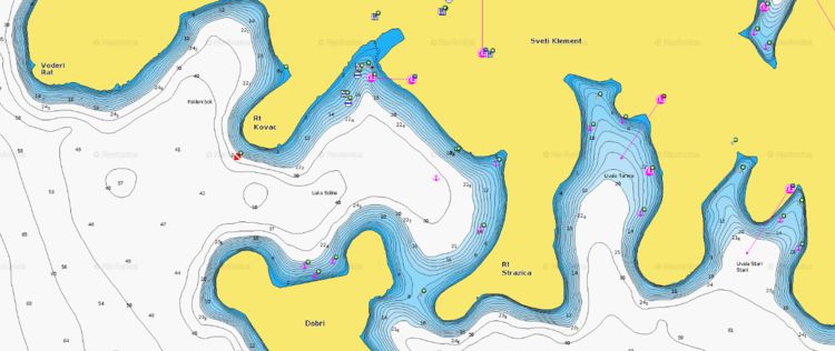 Открыть карту Navionics стоянок яхт в бухте Солине у острова Св. Клемента
