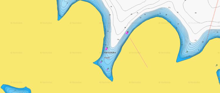 Открыть карту Navionics якорной стояноки яхт в бухте Дубока Вела у острова Св. Клемента