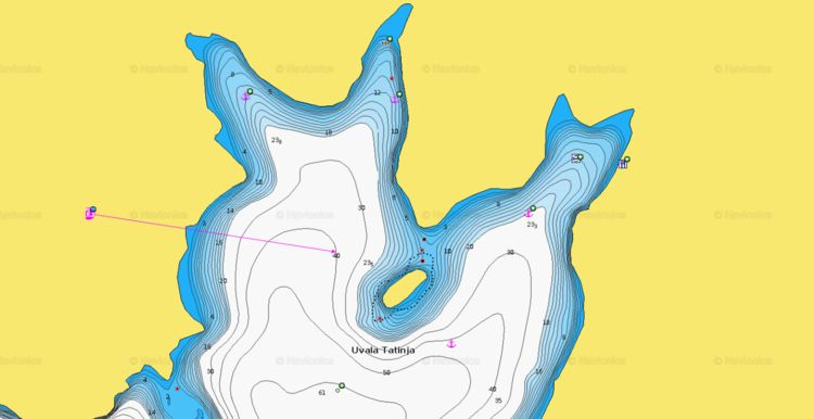 Открыть карту Navionics стоянок яхт в бухте Татинья. Остров Шолта. Хорватия