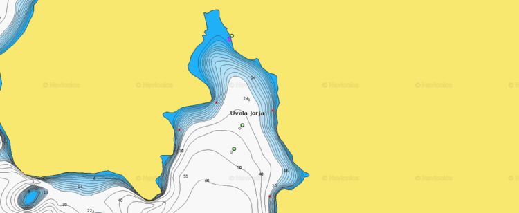 Открыть карту Navionics стоянок яхт в бухте Джорджа. Остров Шолта. Хорватия
