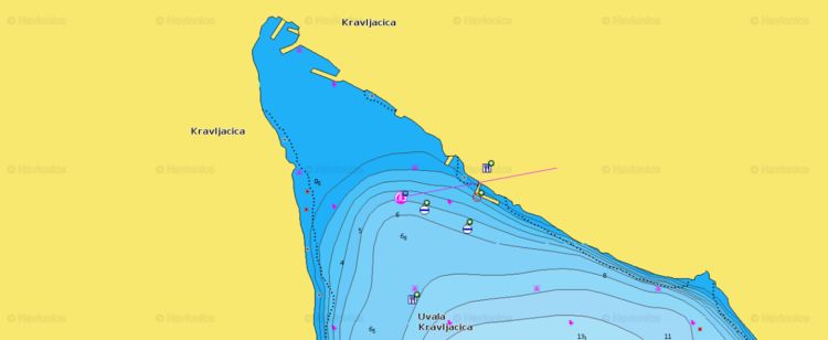 Открыть карту Navionics стоянки яхт в бухте Стрижня