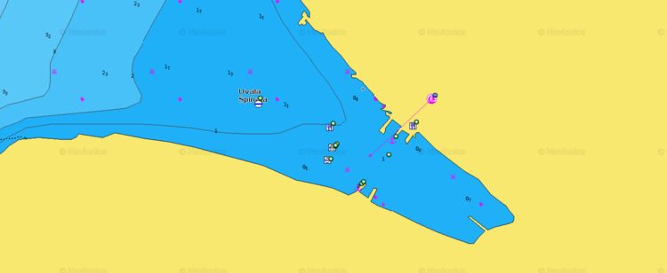 Открыть карту Navionics стоянки яхт в бухте Спината