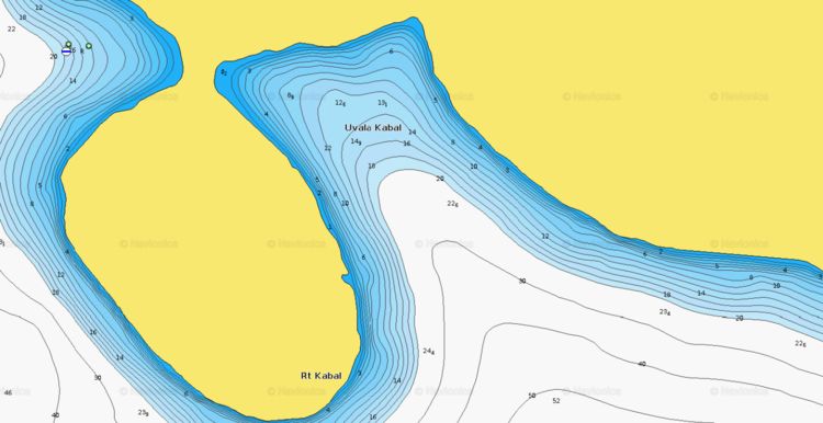 Открыть карту Navionics стоянок яхт в бухте Кабал на острове Жирье