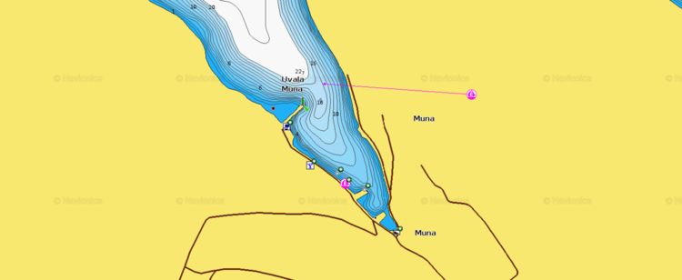 Открыть карту Navionics стоянок яхт в бухте Муна на острове Жирье