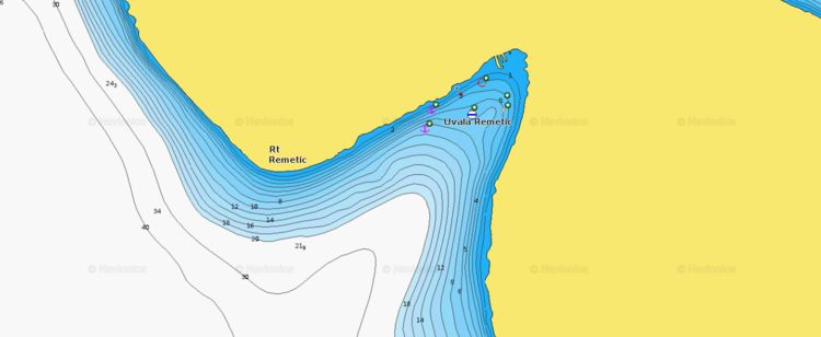 Открыть карту Navionics стоянок яхт в бухте Реметич