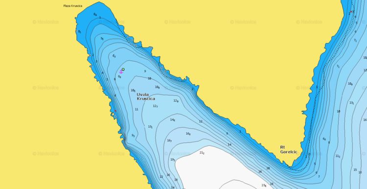 Открыть карту Navionics якорной яхт в бухте Крушчица на восточном побережье острова Црес
