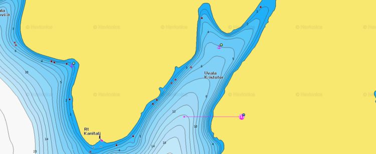 Открыть карту Navionics якорных стоянок яхт в бухте Кристофор
