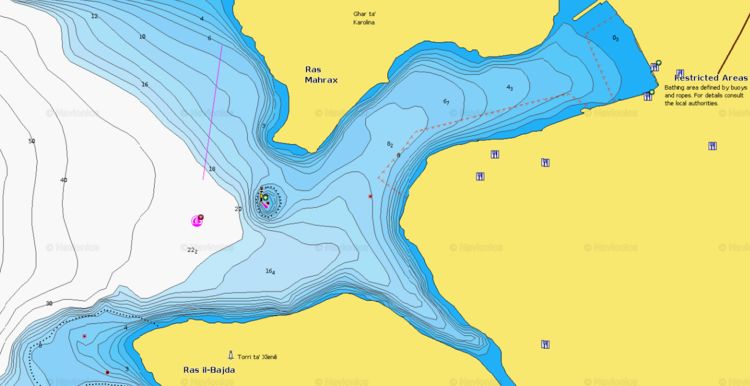 Открыть карту Navionics яхт на буях в бухте Ксленди