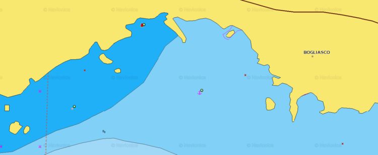Открыть карту Navionics якорной стоянки яхт в Сант Иларио