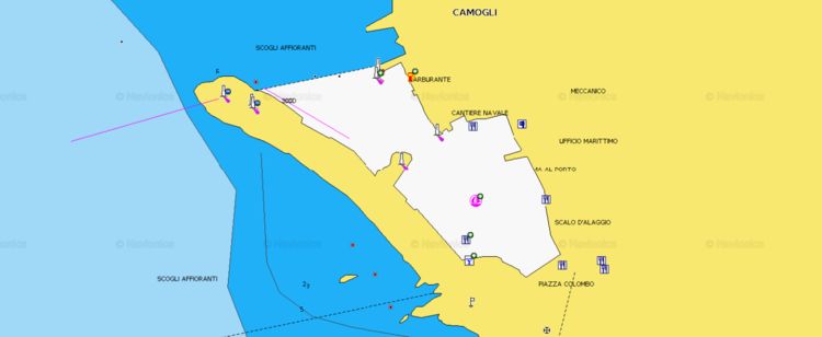 Открыть карту Navionics стоянки яхт в фишпорту Камольи