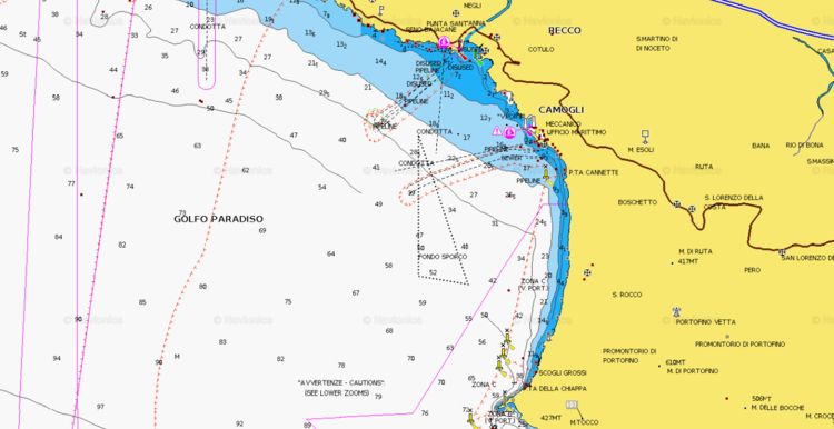 Открыть карту Navionics стоянок яхт на буях в Райском Заливе