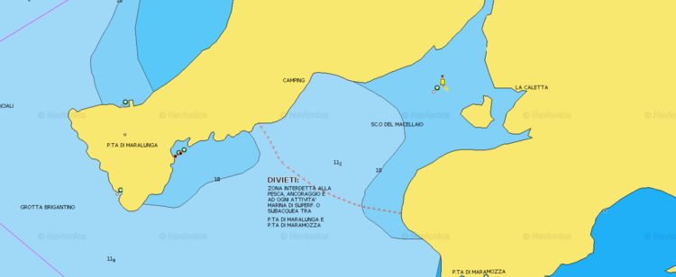 Открыть карту Navionics стоянок яхт в бухте Марамоза залива Ла Специя