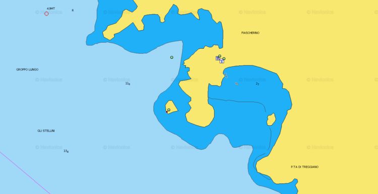 Открыть карту Navionics стоянок яхт в бухте Фиащерино залива Ла Специя