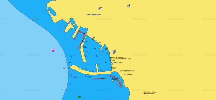 Открыть карту Navionics стоянок яхт в марине Антиньяно