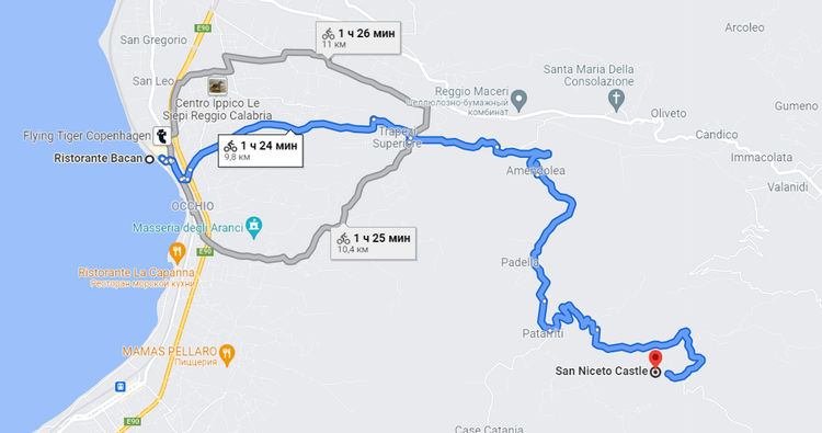 Гугл карта маршрута от марины Болеро до замка Ничето