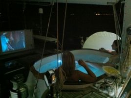 Movie night in the Hot tub -- complete with Popcorn and Painkillers!