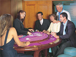 SeaDream I and II have small casinos with two gaming tables, as pictured here, and 5 slot machines. The casino is located on deck 4 mid ship near the library, piano bar and boutique.