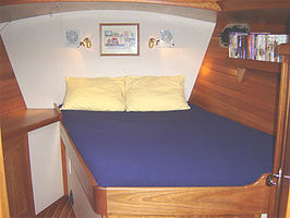 Forward Cabin with Double Bed 74" long, 50" wide