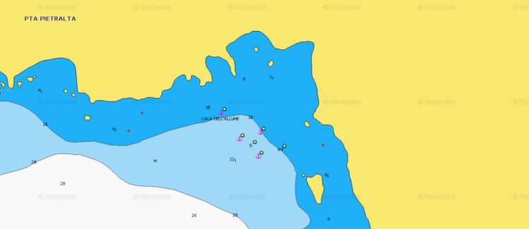 Открыть карту Navionics стоянок яхт в бухте Кала д'Аллюм
