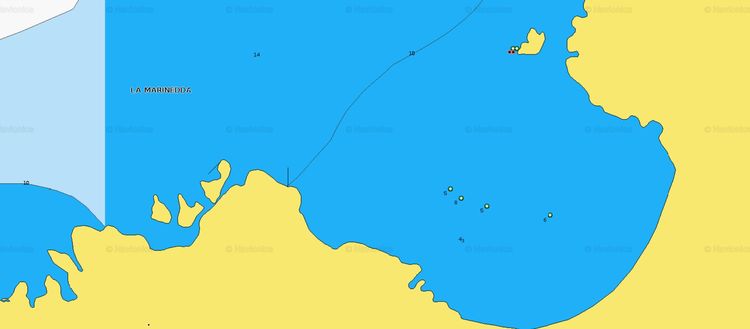 Открыть карту Навионикс якорной стоянки яхт в бухте Маринедда