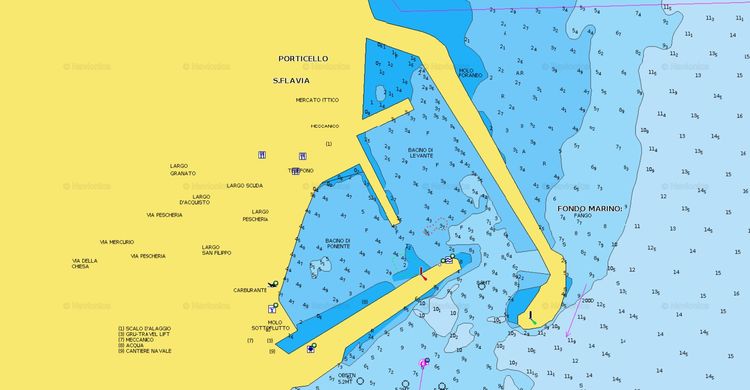 Открыть карту Navionics стоянок яхт в Портичелло