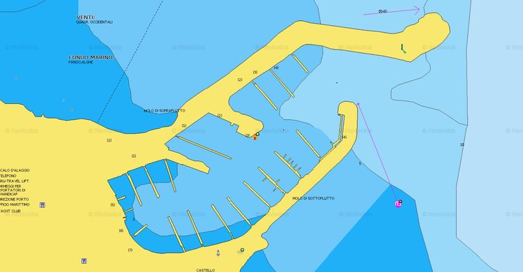 Открыть карту Navionics стоянок яхт в порту Сан Никола л'Арена