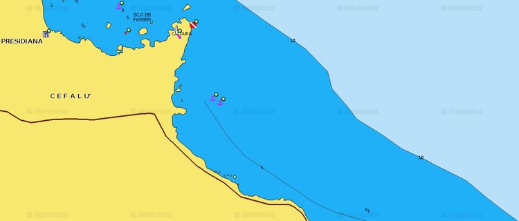 Открыть карту Навионикс якорной стоянки яхт у пляжа Калура