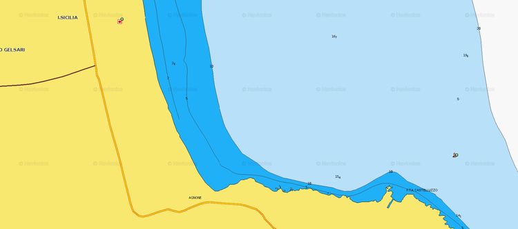 Открыть карту Navionics якорной стоянки яхт у деревни Агноне